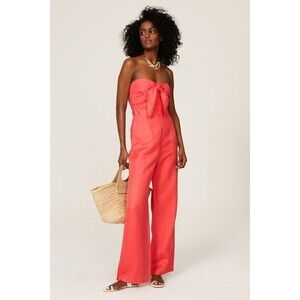 Derek Lam Collective Strapless Linen Jumpsuit Red Women's IT 44 US M Designer